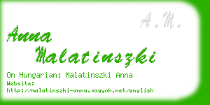 anna malatinszki business card